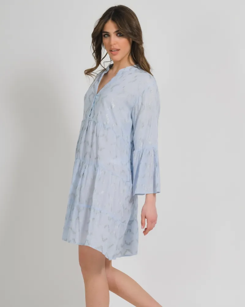 ΦΟΡΕΜΑ ΓΑΛΑΖΙΟ ΜΕ ΧΡΥΣΑ ΣΧΕΔΙΑ ONE SIZE (100% COTTON)