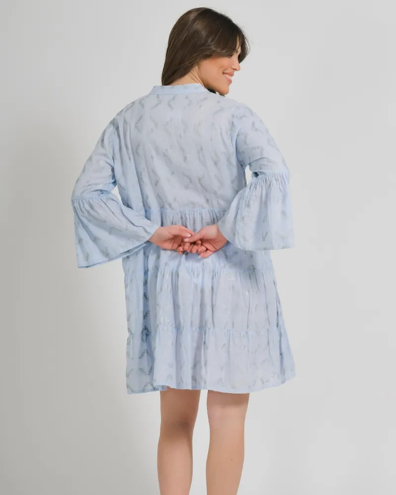 ΦΟΡΕΜΑ ΓΑΛΑΖΙΟ ΜΕ ΧΡΥΣΑ ΣΧΕΔΙΑ ONE SIZE (100% COTTON)