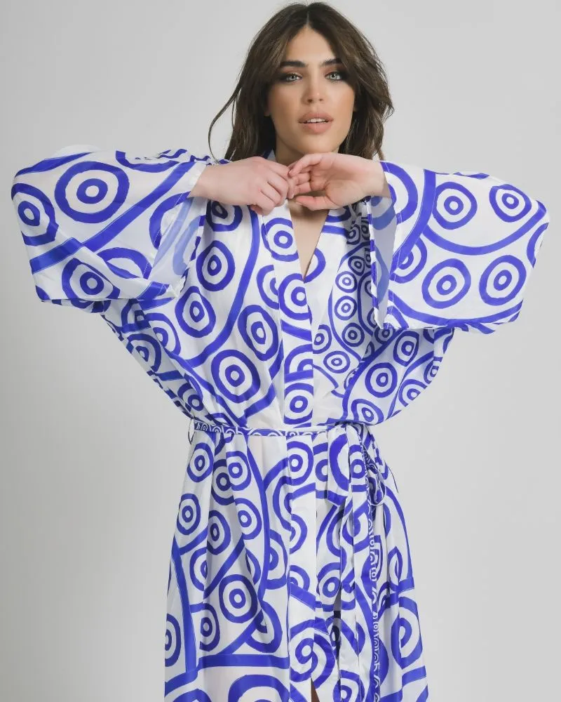 ΚΙΜΟΝΟ ΜΑΚΡΥ ΑΣΠΡΟ/ΜΠΛΕ ONE SIZE