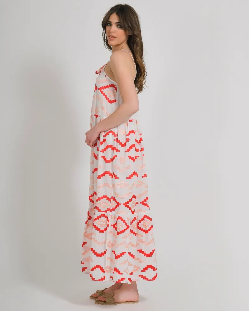 ΦΟΡΕΜΑ ΜΑΚΡΥ ΑΜΑΝΙΚΟ ΛΕΥΚΟ ΜΕ ΡΟΖ/ΚΟΚΚΙΝΑ ΣΧΕΔΙΑ ONE SIZE (100% COTTON) ΦΟΡΕΜΑ ΜΑΚΡΥ ΑΜΑΝΙΚΟ ΛΕΥΚΟ ΜΕ ΡΟΖ/ΚΟΚΚΙΝΑ ΣΧΕΔΙΑ ONE SIZE (100% COTTON)