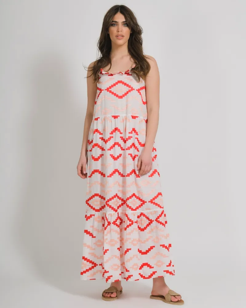 ΦΟΡΕΜΑ ΜΑΚΡΥ ΑΜΑΝΙΚΟ ΛΕΥΚΟ ΜΕ ΡΟΖ/ΚΟΚΚΙΝΑ ΣΧΕΔΙΑ ONE SIZE (100% COTTON) ΦΟΡΕΜΑ ΜΑΚΡΥ ΑΜΑΝΙΚΟ ΛΕΥΚΟ ΜΕ ΡΟΖ/ΚΟΚΚΙΝΑ ΣΧΕΔΙΑ ONE SIZE (100% COTTON)