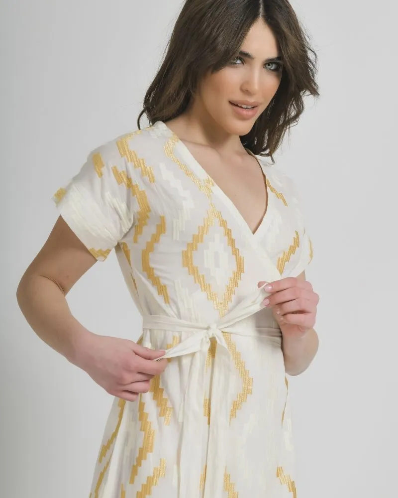 ΦΟΡΕΜΑ ΚΡΟΥΑΖΕ ΣΕ ΛΕΥΚΟ ΧΡΩΜΑ ΜΕ ΧΡΥΣΑ ΣΧΕΔΙΑ ONE SIZE (100% COTTON)