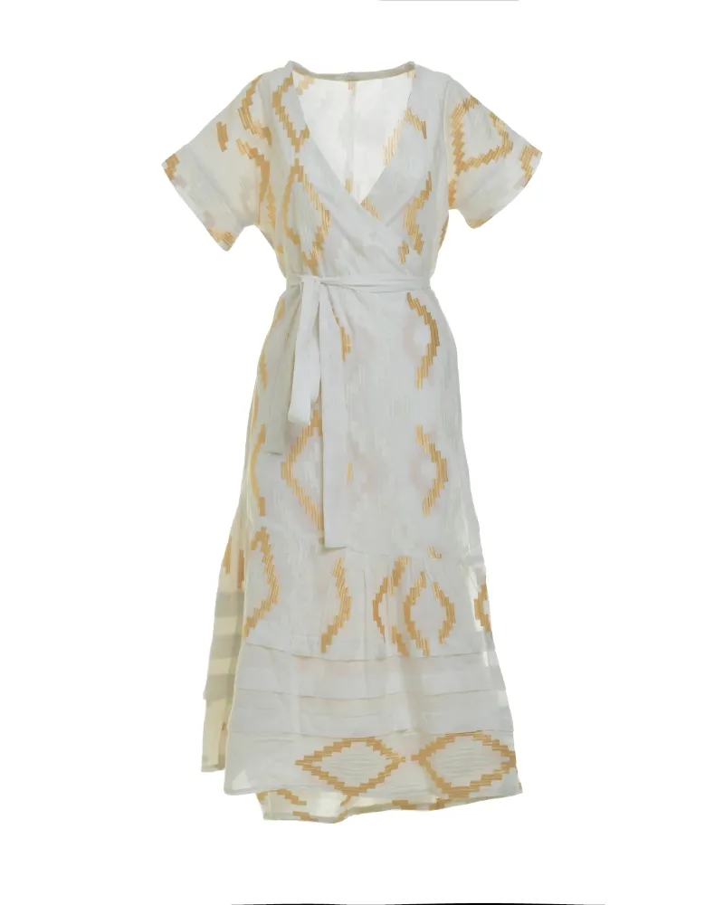 ΦΟΡΕΜΑ ΚΡΟΥΑΖΕ ΣΕ ΛΕΥΚΟ ΧΡΩΜΑ ΜΕ ΧΡΥΣΑ ΣΧΕΔΙΑ ONE SIZE (100% COTTON)