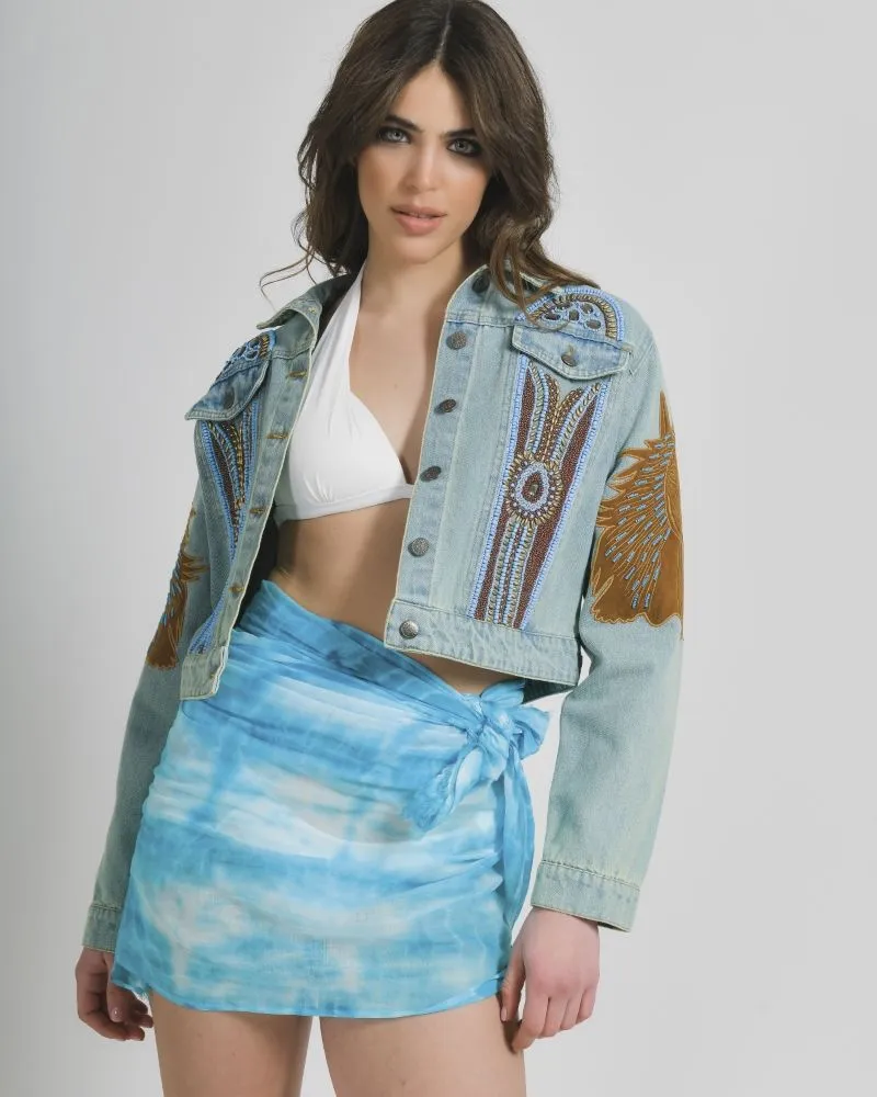 ΤΖΙΝ ΜΠΟΥΦΑΝ ΜΕ ΚΑΦΕ/ΜΠΛΕ ΛΕΠΤΟΜΕΡΕΙΕΣ S/M (100% COTTON)