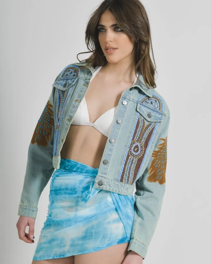 ΤΖΙΝ ΜΠΟΥΦΑΝ ΜΕ ΚΑΦΕ/ΜΠΛΕ ΛΕΠΤΟΜΕΡΕΙΕΣ S/M (100% COTTON)