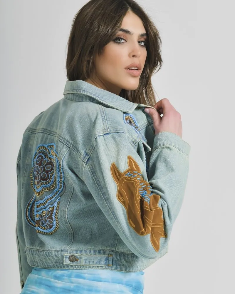 ΤΖΙΝ ΜΠΟΥΦΑΝ ΜΕ ΚΑΦΕ/ΜΠΛΕ ΛΕΠΤΟΜΕΡΕΙΕΣ M/L (100% COTTON)