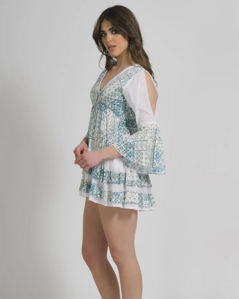 ΦΟΡΕΜΑ KONTO ΛΕΥΚΟ ΜΕ ΠΡΑΣΙΝΕΣ/ΧΡΥΣΕΣ ΛΕΠΤΟΜΕΡΕΙΕΣ ONE SIZE (100% COTTON)