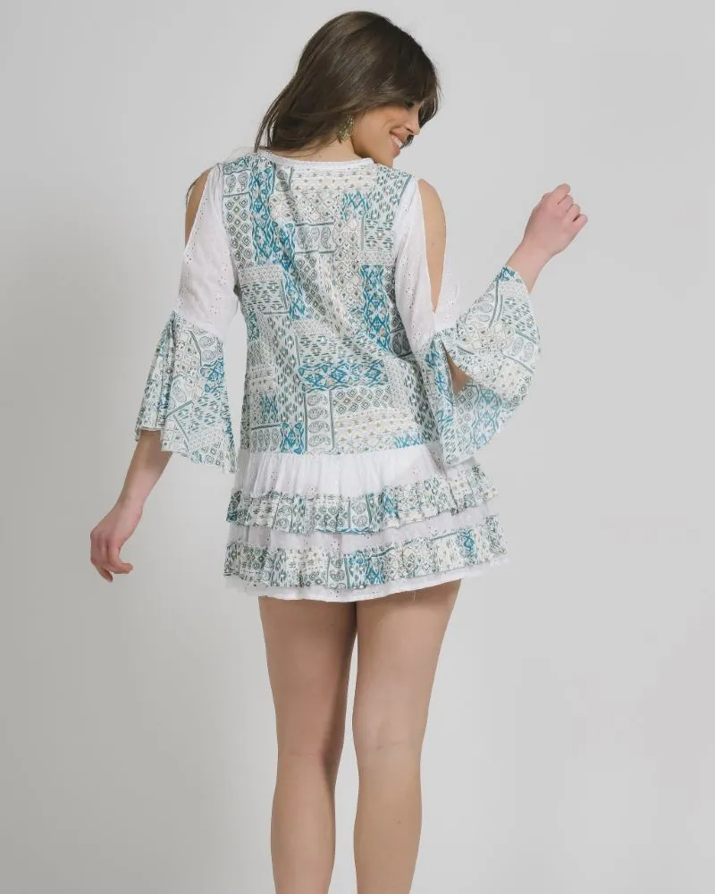 ΦΟΡΕΜΑ KONTO ΛΕΥΚΟ ΜΕ ΠΡΑΣΙΝΕΣ/ΧΡΥΣΕΣ ΛΕΠΤΟΜΕΡΕΙΕΣ ONE SIZE (100% COTTON)