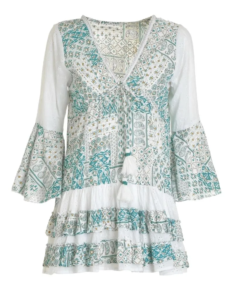 ΦΟΡΕΜΑ KONTO ΛΕΥΚΟ ΜΕ ΠΡΑΣΙΝΕΣ/ΧΡΥΣΕΣ ΛΕΠΤΟΜΕΡΕΙΕΣ ONE SIZE (100% COTTON)