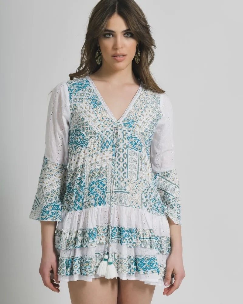 ΦΟΡΕΜΑ KONTO ΛΕΥΚΟ ΜΕ ΠΡΑΣΙΝΕΣ/ΧΡΥΣΕΣ ΛΕΠΤΟΜΕΡΕΙΕΣ ONE SIZE (100% COTTON) ΦΟΡΕΜΑ KONTO ΛΕΥΚΟ ΜΕ ΠΡΑΣΙΝΕΣ/ΧΡΥΣΕΣ ΛΕΠΤΟΜΕΡΕΙΕΣ ONE SIZE (100% COTTON)