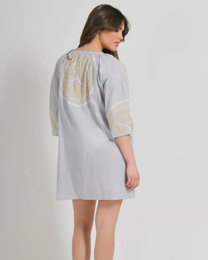 ΦΟΡΕΜΑ KONTO ΓΚΡΙ/ΜΠΛΕ ΜΕ ΧΡΥΣΕΣ ΛΕΠΤΟΜΕΡΕΙΕΣ ONE SIZE (100% COTTON)