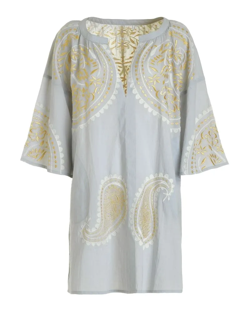 ΦΟΡΕΜΑ KONTO ΓΚΡΙ/ΜΠΛΕ ΜΕ ΧΡΥΣΕΣ ΛΕΠΤΟΜΕΡΕΙΕΣ ONE SIZE (100% COTTON)