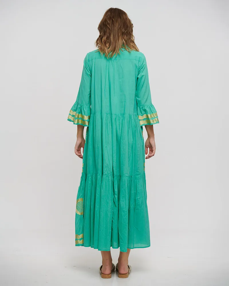 ΦΟΡΕΜΑ ΜΑΚΡΥ ΠΡΑΣΙΝΟ ΜΕ ΚΕΝΤΗΜΑΤΑ ONE SIZE (100% COTTON)