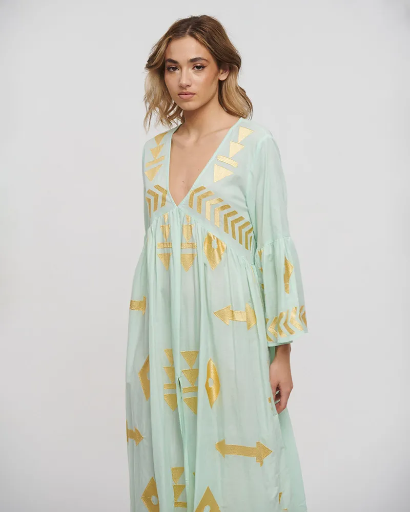 ΦΟΡΕΜΑ ΜΑΚΡΥ ΜΕΝΤΑ ΜΕ ΧΡΥΣΑ ΚΕΝΤΗΜΑΤΑ ONE SIZE (100% COTTON) ΦΟΡΕΜΑ ΜΑΚΡΥ ΜΕΝΤΑ ΜΕ ΧΡΥΣΑ ΚΕΝΤΗΜΑΤΑ ONE SIZE (100% COTTON)