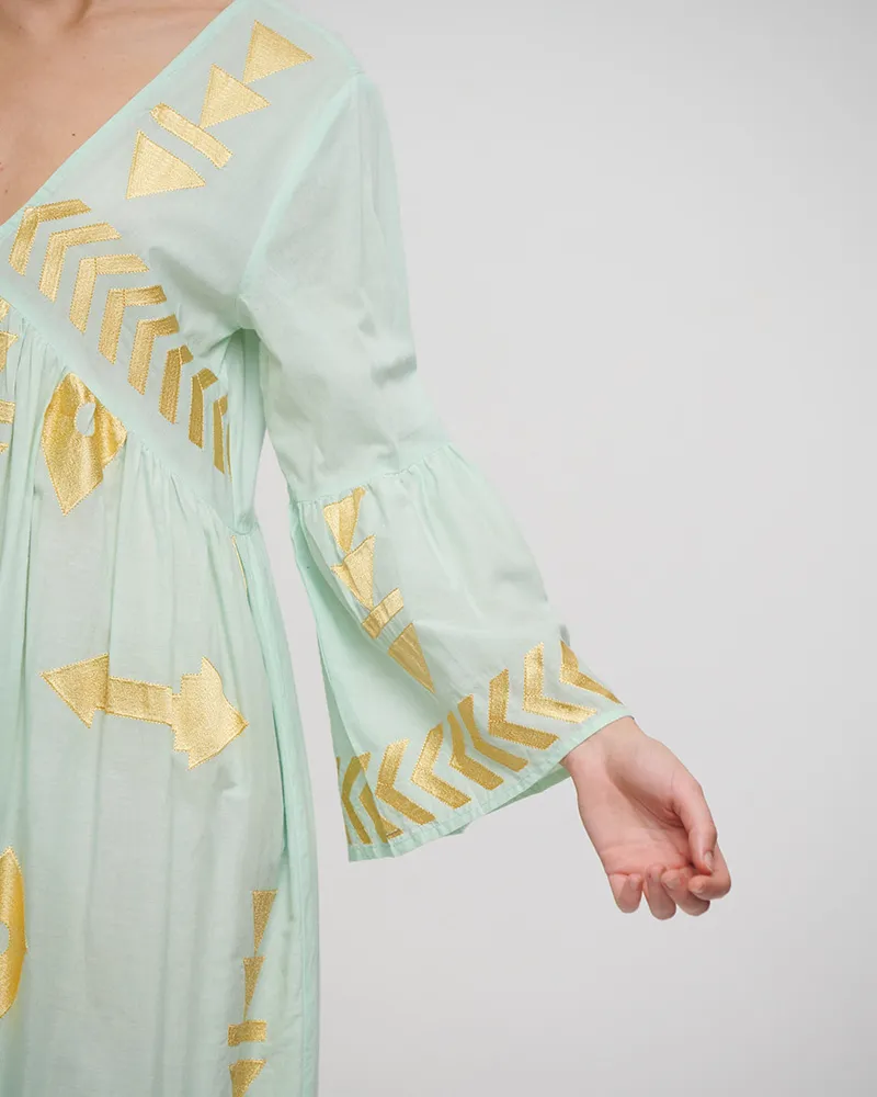 ΦΟΡΕΜΑ ΜΑΚΡΥ ΜΕΝΤΑ ΜΕ ΧΡΥΣΑ ΚΕΝΤΗΜΑΤΑ ONE SIZE (100% COTTON)