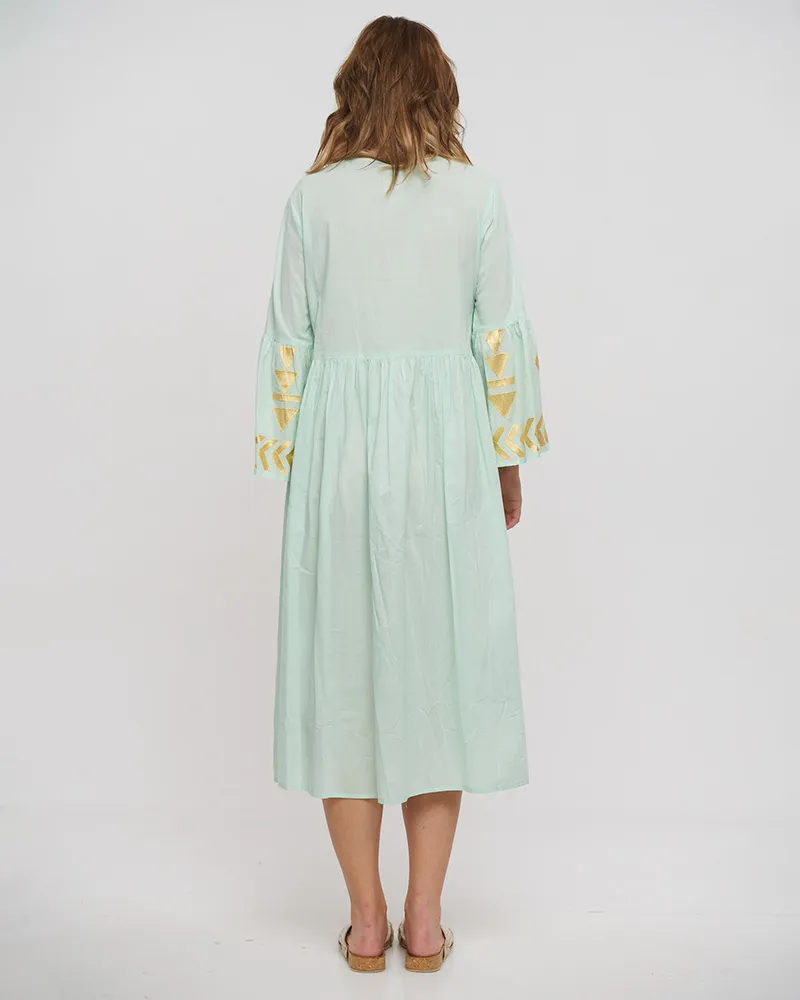 ΦΟΡΕΜΑ ΜΑΚΡΥ ΜΕΝΤΑ ΜΕ ΧΡΥΣΑ ΚΕΝΤΗΜΑΤΑ ONE SIZE (100% COTTON)