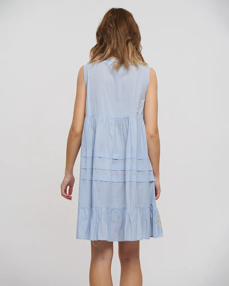 ΦΟΡΕΜΑ ΚΟΝΤΟ ΑΜΑΝΙΚΟ ΓΑΛΑΖΙΟ ΜΕ ΧΡΥΣΑ ΚΕΝΤΗΜΑΤΑ ONE SIZE (100% COTTON)