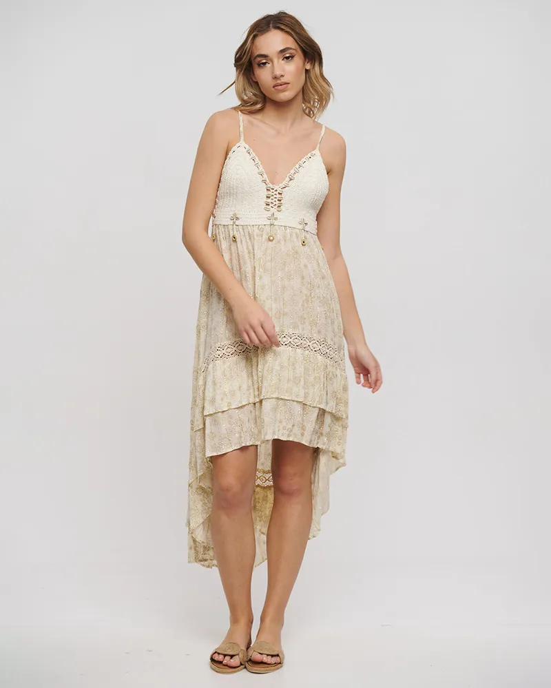 ΦΟΡΕΜΑ ΜΑΚΡΥ ΑΜΑΝΙΚΟ ΕΚΡΟΥ ΜΕ ΧΡΥΣΕΣ ΛΕΠΤΟΜΕΡΕΙΕΣ ONE SIZE (100% RAYON)