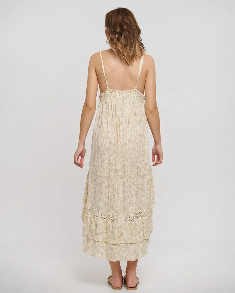 ΦΟΡΕΜΑ ΜΑΚΡΥ ΑΜΑΝΙΚΟ ΕΚΡΟΥ ΜΕ ΧΡΥΣΕΣ ΛΕΠΤΟΜΕΡΕΙΕΣ ONE SIZE (100% RAYON)