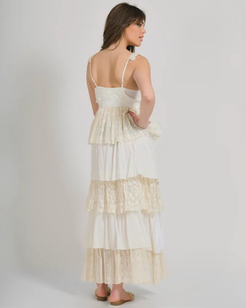 ΦΟΡΕΜΑ ΜΑΚΡΥ ΑΜΑΝΙΚΟ ΣΕ ΕΚΡΟΥ ΧΡΩΜΑ ΜΕ ΔΑΝΤΕΛΑ ONE SIZE (100% COTTON)