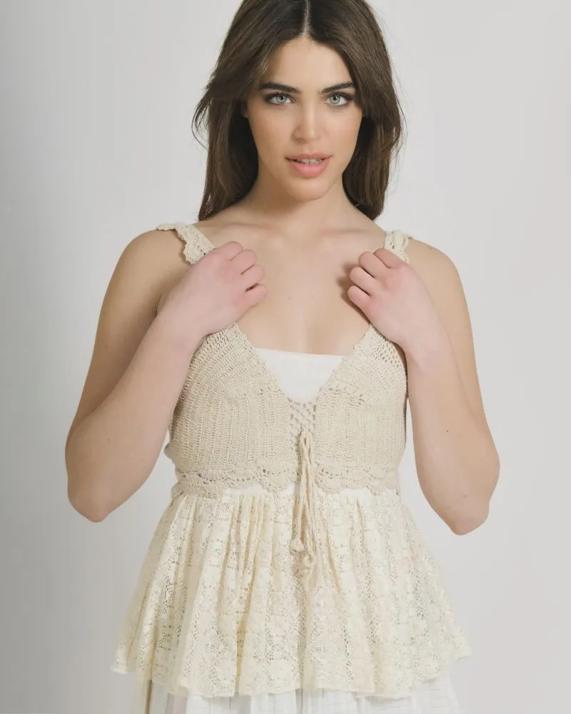 ΦΟΡΕΜΑ ΜΑΚΡΥ ΑΜΑΝΙΚΟ ΣΕ ΕΚΡΟΥ ΧΡΩΜΑ ΜΕ ΔΑΝΤΕΛΑ ONE SIZE (100% COTTON)