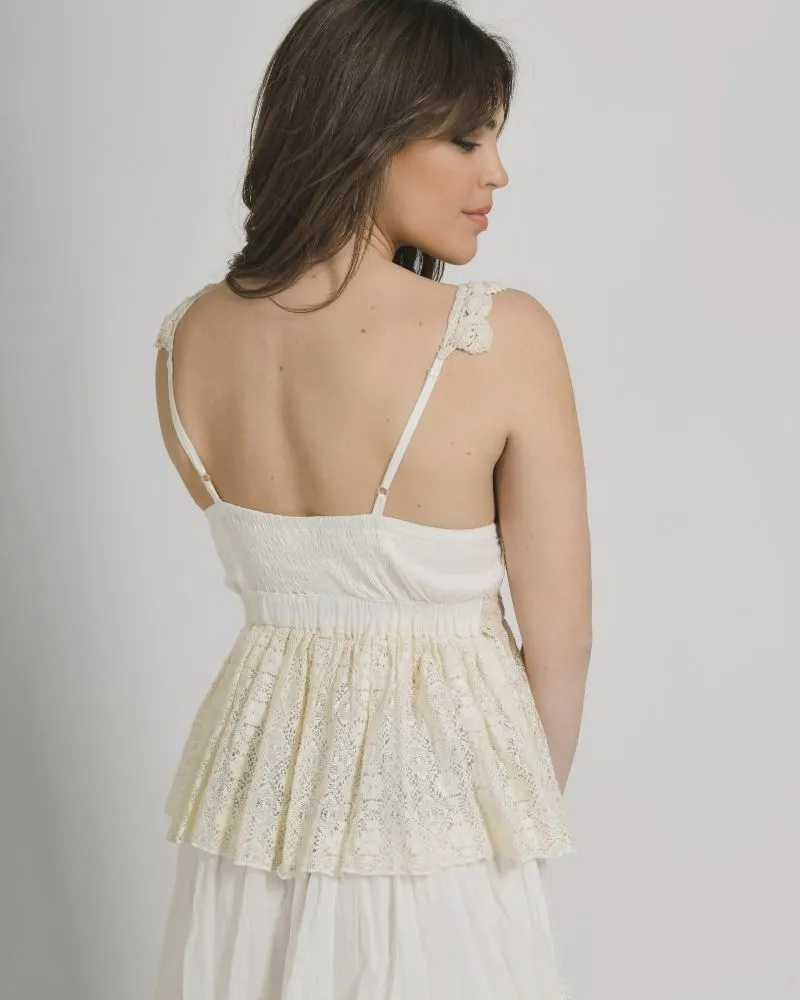 ΦΟΡΕΜΑ ΜΑΚΡΥ ΑΜΑΝΙΚΟ ΣΕ ΕΚΡΟΥ ΧΡΩΜΑ ΜΕ ΔΑΝΤΕΛΑ ONE SIZE (100% COTTON)