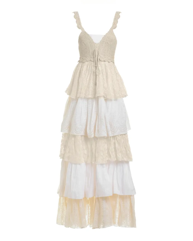 ΦΟΡΕΜΑ ΜΑΚΡΥ ΑΜΑΝΙΚΟ ΣΕ ΕΚΡΟΥ ΧΡΩΜΑ ΜΕ ΔΑΝΤΕΛΑ ONE SIZE (100% COTTON)