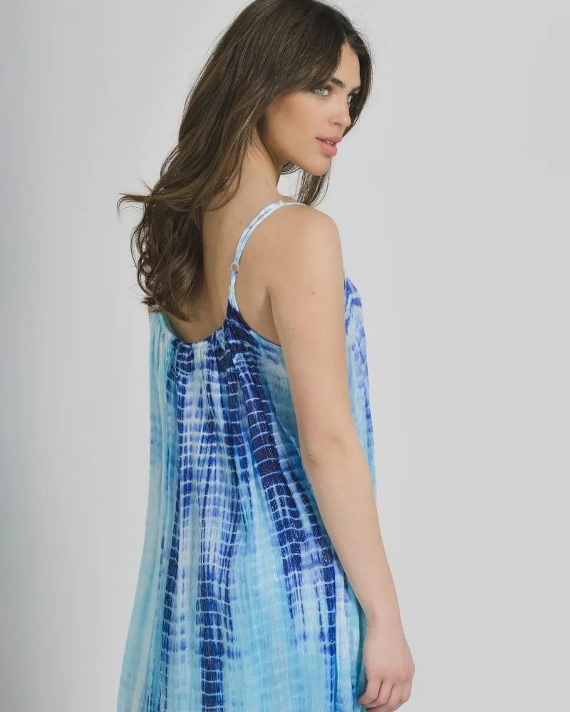 ΦΟΡΕΜΑ ΜΑΚΡΥ ΑΜΑΝΙΚΟ ΣΕ ΜΠΛΕ/ΓΑΛΑΖΙΟ ΧΡΩΜΑ ΜΕ LUREX ONE SIZE (100% COTTON)