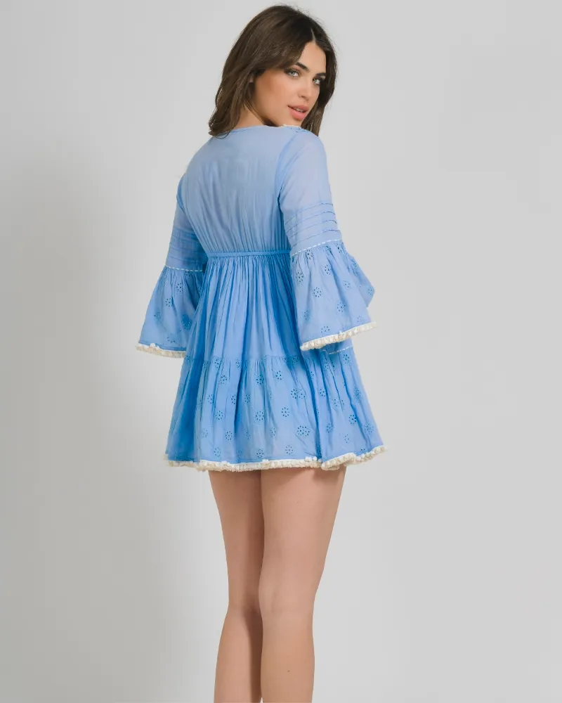 ΦΟΡΕΜΑ KONTO ΣΕ ΓΑΛΑΖΙΟ ΧΡΩΜΑ ΜΕ ΚΟΧΥΛΙΑ ONE SIZE (100% COTTON)