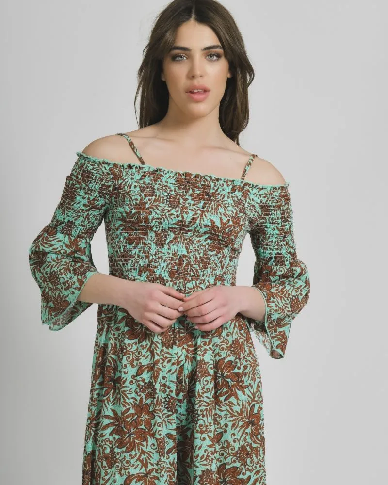 ΟΛΟΣΩΜΗ ΦΟΡΜΑ ΣΕ ΚΑΦΕ/ΠΡΑΣΙΝΟ ΧΡΩΜΑ ΜΕ ΛΟΥΛΟΥΔΙΑ ONE SIZE (100% COTTON)