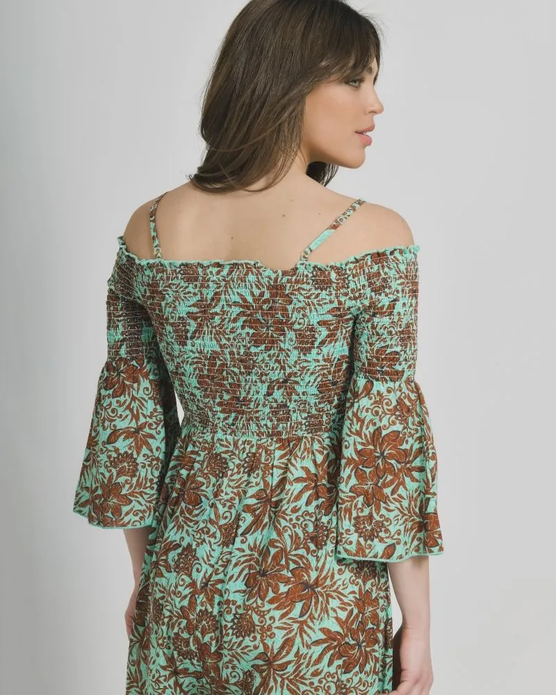 ΟΛΟΣΩΜΗ ΦΟΡΜΑ ΣΕ ΚΑΦΕ/ΠΡΑΣΙΝΟ ΧΡΩΜΑ ΜΕ ΛΟΥΛΟΥΔΙΑ ONE SIZE (100% COTTON)