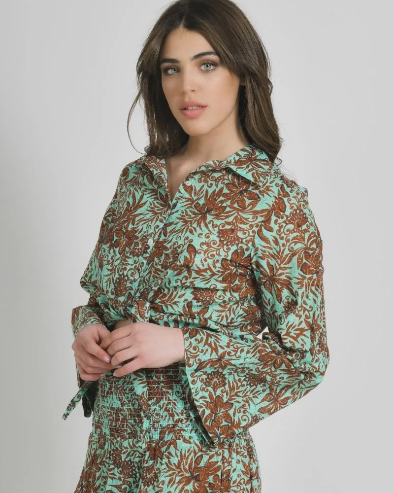 ΠΟΥΚΑΜΙΣΟ ΜΕ ΔΕΣΙΜΟ ΣΕ ΚΑΦΕ/ΠΡΑΣΙΝΟ ΧΡΩΜΑ ΜΕ ΛΟΥΛΟΥΔΙΑ ONE SIZE (100% COTTON) ΠΟΥΚΑΜΙΣΟ ΜΕ ΔΕΣΙΜΟ ΣΕ ΚΑΦΕ/ΠΡΑΣΙΝΟ ΧΡΩΜΑ ΜΕ ΛΟΥΛΟΥΔΙΑ ONE SIZE (100% COTTON)