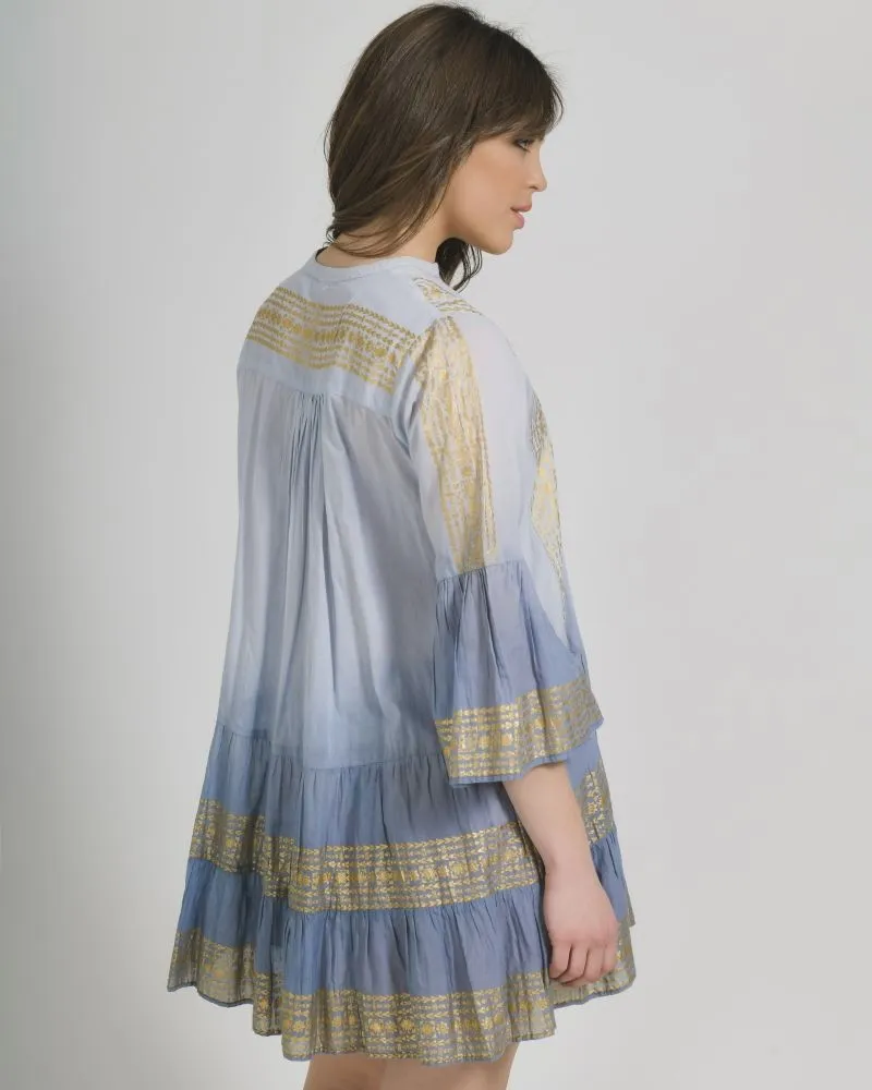 ΦΟΡΕΜΑ/ΚΑΦΤΑΝΙ ΣΕ ΜΠΛΕ-ΓΚΡΙ ΧΡΩΜΑ ΚΑΙ ΧΡΥΣΕΣ ΛΕΠΤΟΜΕΡΕΙΕΣ ONE SIZE (100% COTTON)