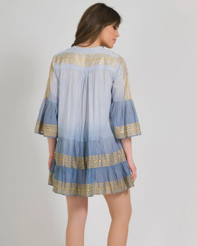 ΦΟΡΕΜΑ/ΚΑΦΤΑΝΙ ΣΕ ΜΠΛΕ-ΓΚΡΙ ΧΡΩΜΑ ΚΑΙ ΧΡΥΣΕΣ ΛΕΠΤΟΜΕΡΕΙΕΣ ONE SIZE (100% COTTON)