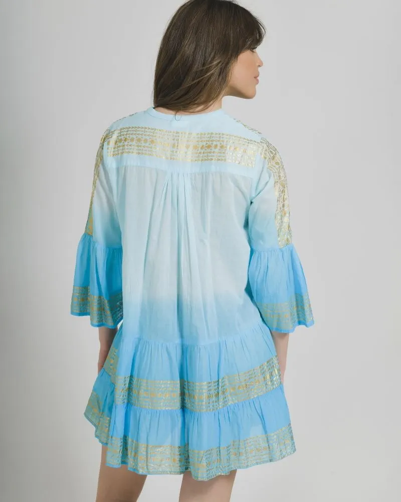 ΦΟΡΕΜΑ/ΚΑΦΤΑΝΙ ΣΕ ΤΥΡΚΟΥΑΖ ΧΡΩΜΑ ΚΑΙ ΧΡΥΣΕΣ ΛΕΠΤΟΜΕΡΕΙΕΣ ONE SIZE (100% COTTON)