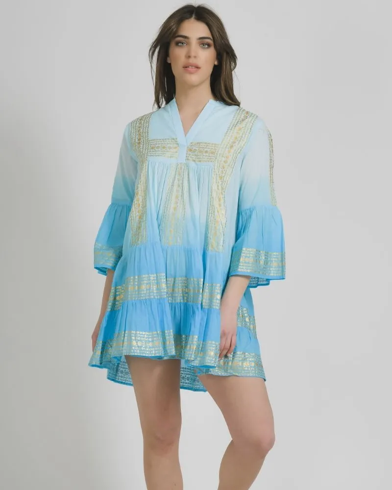 ΦΟΡΕΜΑ/ΚΑΦΤΑΝΙ ΣΕ ΤΥΡΚΟΥΑΖ ΧΡΩΜΑ ΚΑΙ ΧΡΥΣΕΣ ΛΕΠΤΟΜΕΡΕΙΕΣ ONE SIZE (100% COTTON)