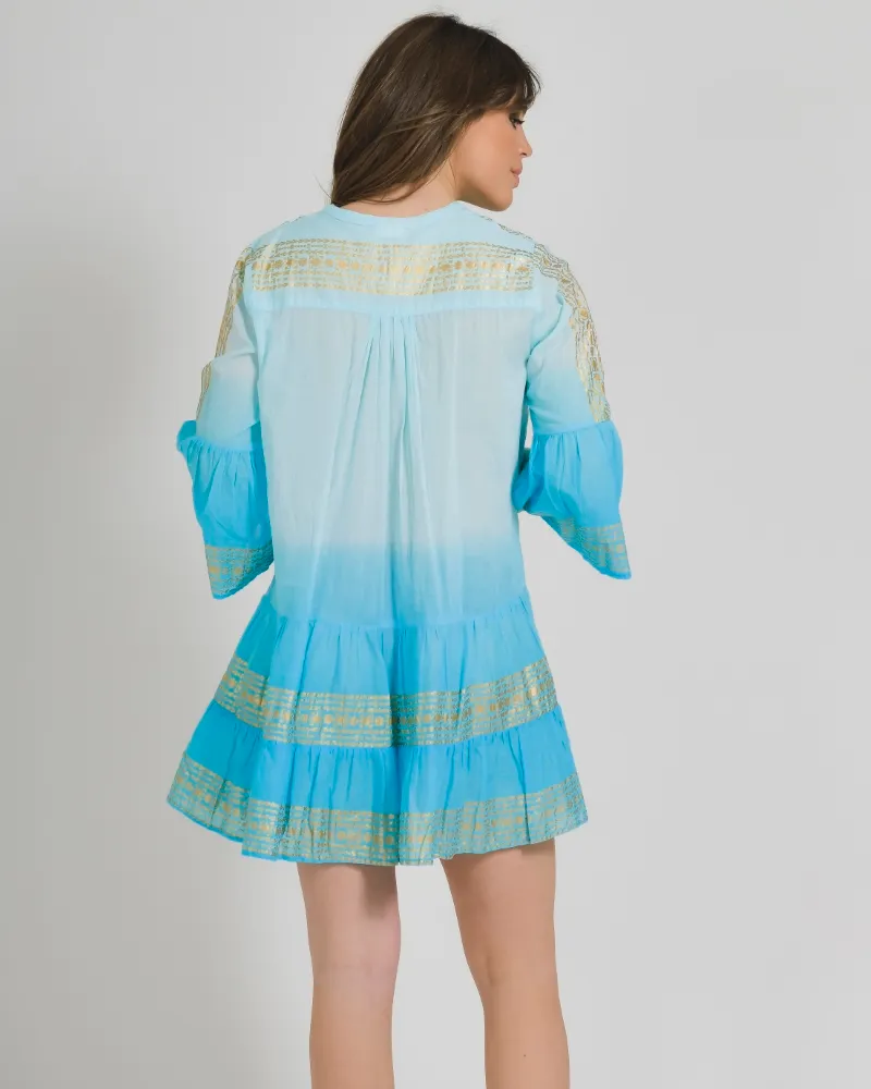 ΦΟΡΕΜΑ/ΚΑΦΤΑΝΙ ΣΕ ΤΥΡΚΟΥΑΖ ΧΡΩΜΑ ΚΑΙ ΧΡΥΣΕΣ ΛΕΠΤΟΜΕΡΕΙΕΣ ONE SIZE (100% COTTON)