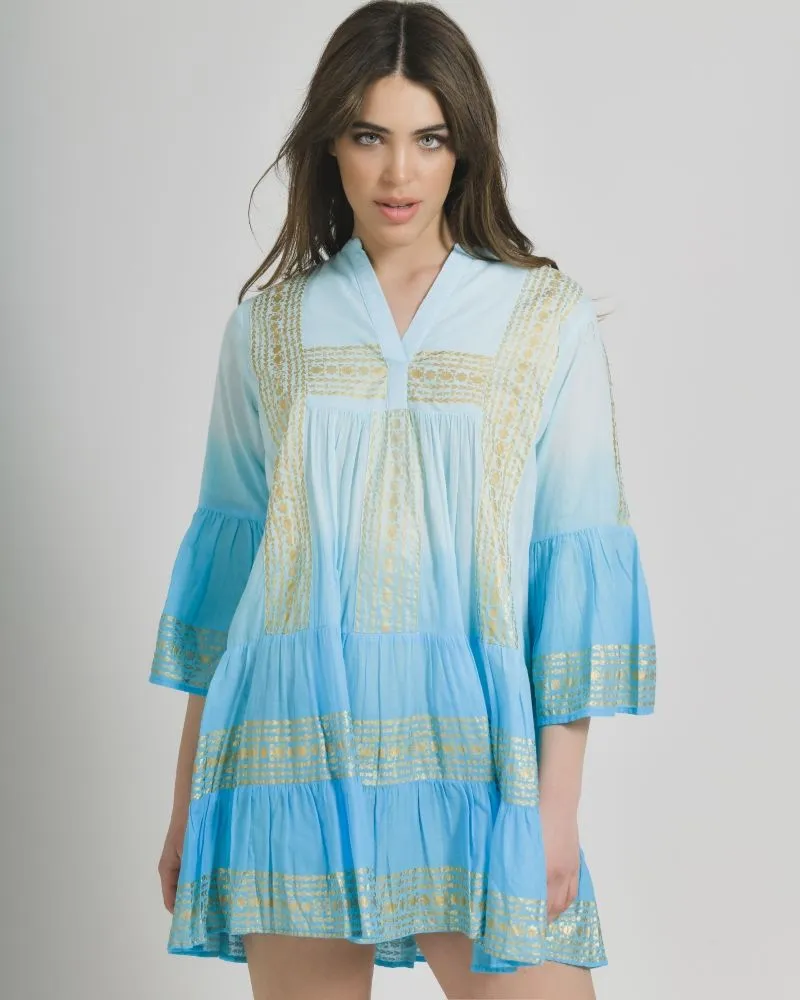 ΦΟΡΕΜΑ/ΚΑΦΤΑΝΙ ΣΕ ΤΥΡΚΟΥΑΖ ΧΡΩΜΑ ΚΑΙ ΧΡΥΣΕΣ ΛΕΠΤΟΜΕΡΕΙΕΣ ONE SIZE (100% COTTON)