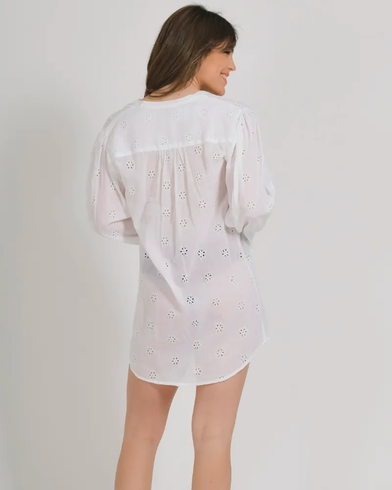 ΠΟΥΚΑΜΙΣΑ ΜΑΚΡΥΜΑΝΙΚΗ ΣΕ ΛΕΥΚΟ ΧΡΩΜΑ ONE SIZE (100% COTTON)