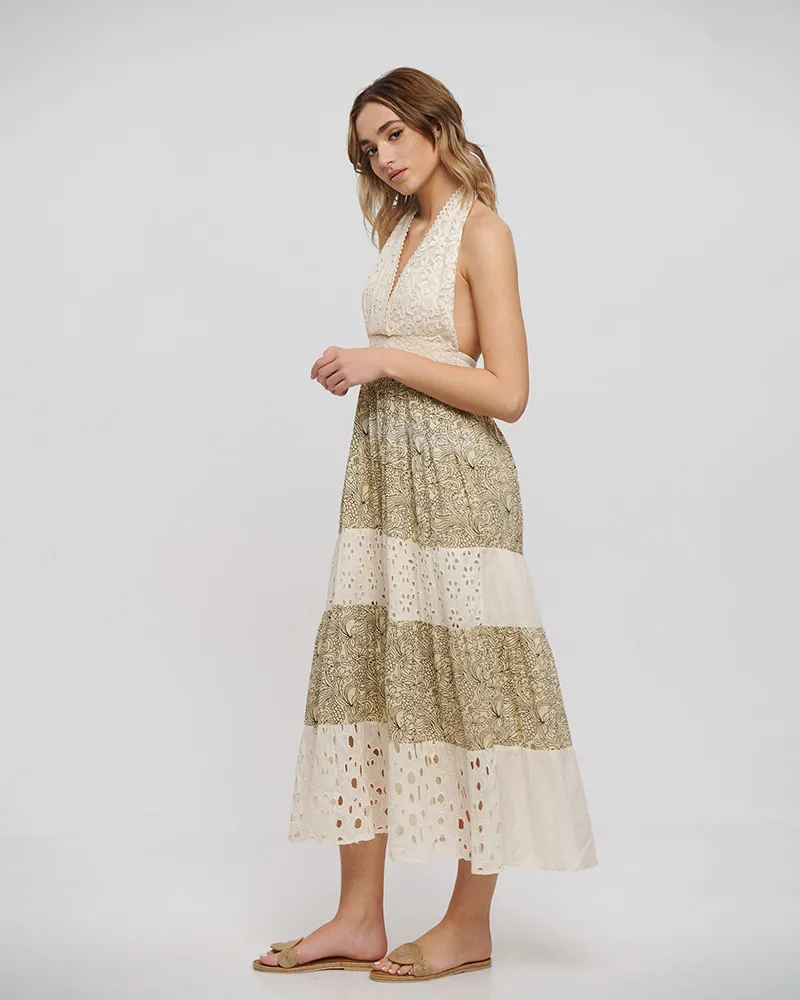 ΦΟΡΕΜΑ ΜΑΚΡΥ ΑΜΑΝΙΚΟ ΜΠΕΖ ΜΕ ΚΙΠΟΥΡ ΚΑΙ ΜΑΥΡΕΣ ΛΕΠΤΟΜΕΡΕΙΕΣ ONE SIZE (100% COTTON FLEX)