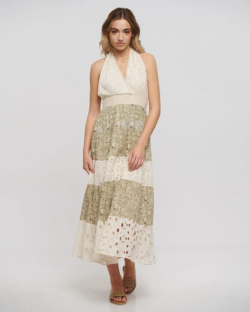 ΦΟΡΕΜΑ ΜΑΚΡΥ ΑΜΑΝΙΚΟ ΜΠΕΖ ΜΕ ΚΙΠΟΥΡ ΚΑΙ ΜΑΥΡΕΣ ΛΕΠΤΟΜΕΡΕΙΕΣ ONE SIZE (100% COTTON FLEX)