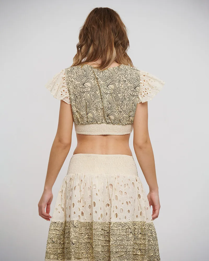 S/2 ΤΟΠ ΚΑΙ ΦΟΥΣΤΑ ΜΠΕΖ ΜΕ ΚΙΠΟΥΡ ΚΑΙ ΜΑΥΡΕΣ ΛΕΠΤΟΜΕΡΕΙΕΣ ONE SIZE (100% COTTON FLEX)