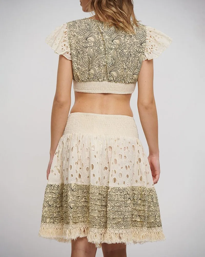 S/2 ΤΟΠ ΚΑΙ ΦΟΥΣΤΑ ΜΠΕΖ ΜΕ ΚΙΠΟΥΡ ΚΑΙ ΜΑΥΡΕΣ ΛΕΠΤΟΜΕΡΕΙΕΣ ONE SIZE (100% COTTON FLEX)