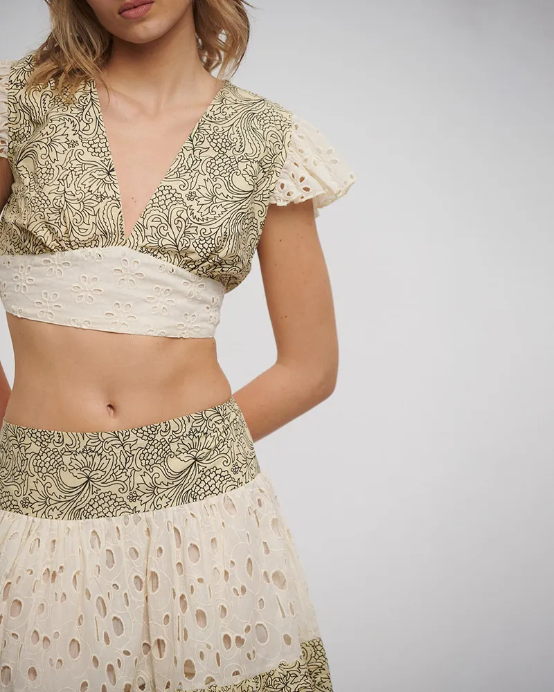 S/2 ΤΟΠ ΚΑΙ ΦΟΥΣΤΑ ΜΠΕΖ ΜΕ ΚΙΠΟΥΡ ΚΑΙ ΜΑΥΡΕΣ ΛΕΠΤΟΜΕΡΕΙΕΣ ONE SIZE (100% COTTON FLEX)