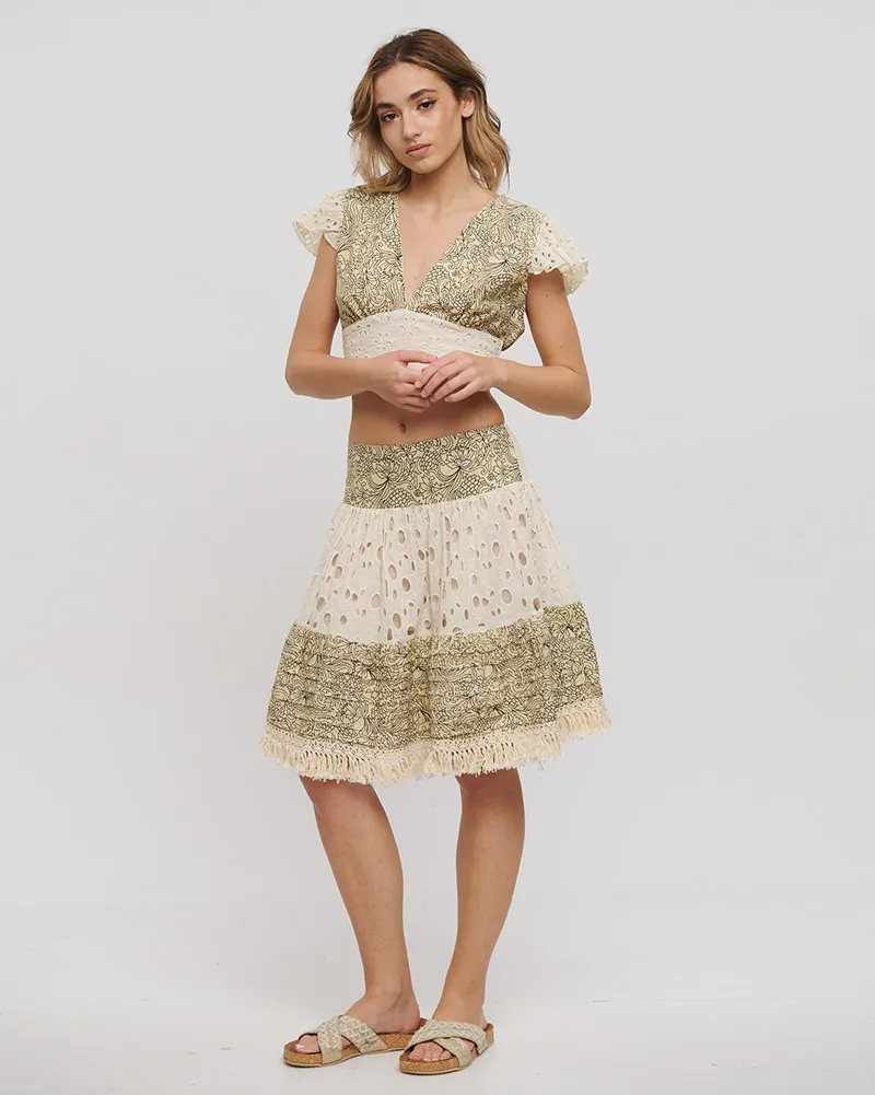 S/2 ΤΟΠ ΚΑΙ ΦΟΥΣΤΑ ΜΠΕΖ ΜΕ ΚΙΠΟΥΡ ΚΑΙ ΜΑΥΡΕΣ ΛΕΠΤΟΜΕΡΕΙΕΣ ONE SIZE (100% COTTON FLEX)