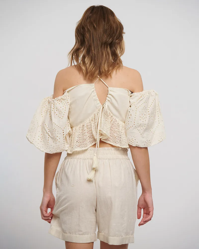 ΤΟΠ ΚΟΝΤΟ ΜΠΕΖ ΜΕ ΚΙΠΟΥΡ ΚΑΙ ΛΕΥΚΕΣ ΛΕΠΤΟΜΕΡΕΙΕΣ ONE SIZE (100% COTTON FLEX)