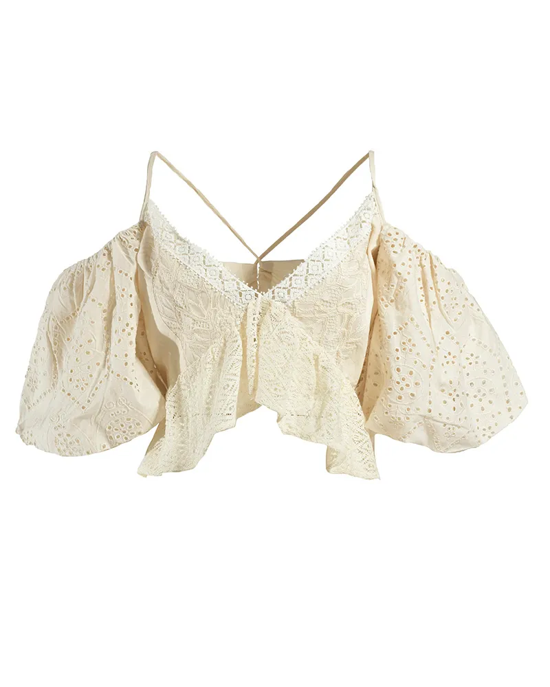 ΤΟΠ ΚΟΝΤΟ ΜΠΕΖ ΜΕ ΚΙΠΟΥΡ ΚΑΙ ΛΕΥΚΕΣ ΛΕΠΤΟΜΕΡΕΙΕΣ ONE SIZE (100% COTTON FLEX)