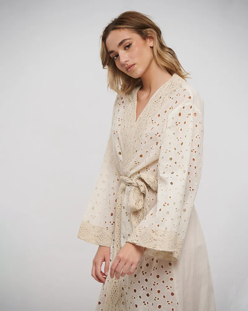 ΚΙΜΟΝΟ ΜΕ ΖΩΝΗ ΜΠΕΖ ΜΕ ΚΙΠΟΥΡ ONE SIZE (100% COTTON FLEX)