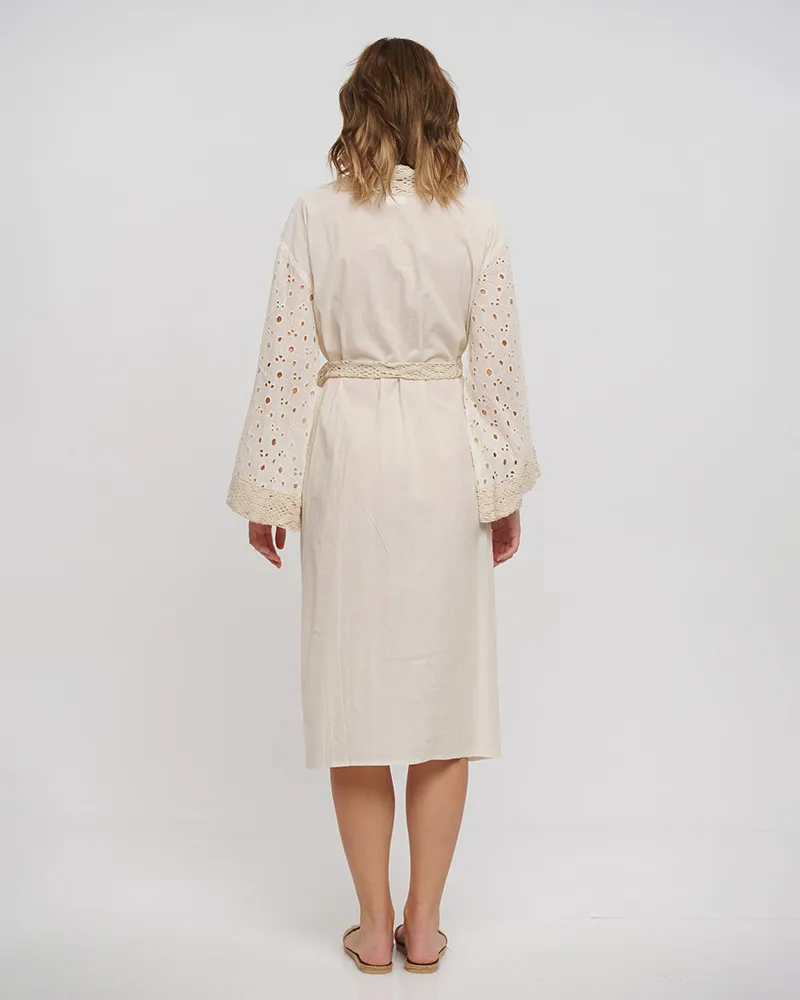 ΚΙΜΟΝΟ ΜΕ ΖΩΝΗ ΜΠΕΖ ΜΕ ΚΙΠΟΥΡ ONE SIZE (100% COTTON FLEX)