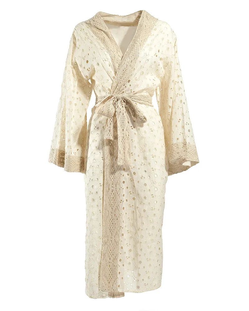 ΚΙΜΟΝΟ ΜΕ ΖΩΝΗ ΜΠΕΖ ΜΕ ΚΙΠΟΥΡ ONE SIZE (100% COTTON FLEX)